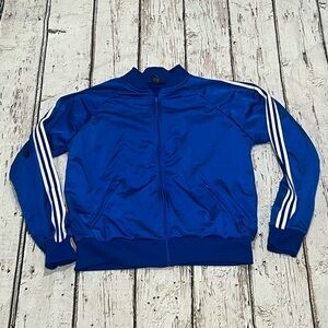 Vintage 1980s Blue Zip Up Track Running Sports 80s Jacket